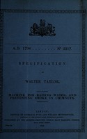 view Specification of Walter Taylor : machine for raising water, and preventing smoke in chimneys.