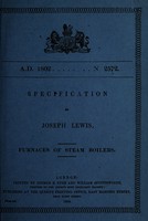 view Specification of Joseph Lewis : furnaces of steam boilers.