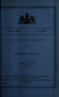 view Specification of Matthew Wyatt : fire grate.