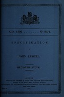 view Specification of John Lewell : register stove.