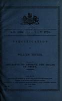 view Specification of William Pether : apparatus to promote the escape of smoke.