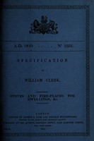 view Specification of William Clerk : stoves and fire-places for dwellings, &c.