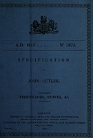 view Specification of John Cutler : fire-places, stoves, &c.