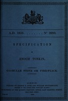 view Specification of Enoch Tonkin : Globular stove or fire-place.