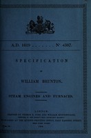 view Specification of William Brunton : steam engines and furnaces.