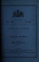 view Specification of William Brunton : fire grates, &c.