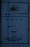 view Specification of Henry Browne : boilers.