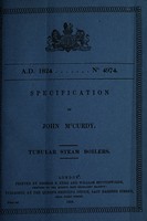 view Specification of John McCurdy : tubular steam boilers.