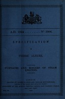 view Specification of Pierre Alegre : furnaces and boilers of steam engines.