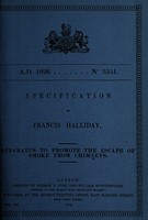 view Specification of Francis Halliday : apparatus to promote the escape of smoke from chimneys.