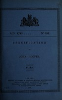 view Specification of John Hooper : pills.