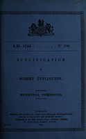 view Specification of Robert Turlington : medicinal compound.