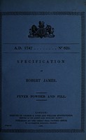 view Specification of Robert James : fever powder and pill.