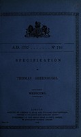 view Specification of Thomas Greenhough : medicine.