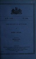 view Specification of John Ryan : medicine.