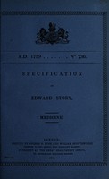view Specification of Edward Story : medicine.