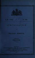 view Specification of William Fordyce : medicine.