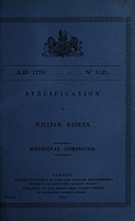 view Specification of William Radley : medicinal compound.