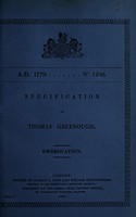 view Specification of Thomas Greenhough : embrocation.