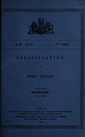 view Specification of John Bacon : medicine.