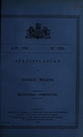 view Specification of Thomas Wilson : medicinal compound.