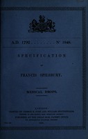 view Specification of Francis Spilsbury : medical drops.