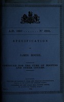 view Specification of James Roche : compound for the cure of hooping and other coughs.