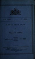 view Specification of William Shand : artificial legs and feet.