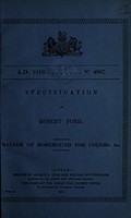 view Specification of Robert Ford : balsam of horehound for coughs, &c.