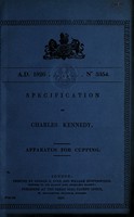view Specification of Charles Kennedy : apparatus for cupping.