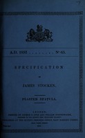 view Specification of James Stocken : plaster spatula.