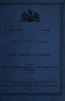 view Specification of Page Dewing Woodcock : pill or preparation for medicinal purposes.