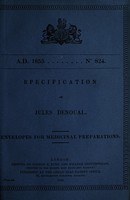 view Specification of Jules Denoual : envelopes for medicinal preparations.