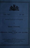 view Specification of Henri Schoofs : artificial teeth, gums, and palates.