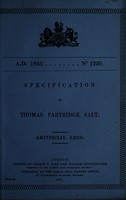 view Specification of Thomas Partridge Salt : artificial legs.