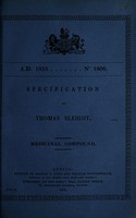 view Specification of Thomas Sleight : medicinal compound.