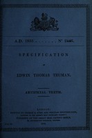 view Specification of Edwin Thomas Truman : artificial teeth.