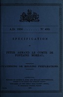 view Specification of Peter Armand le Comte de Fontaine Moreau : cicatrising or healing preparations.