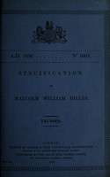 view Specification of Malcolm William Hilles : trusses.