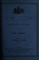 view Specification of James Ashman : artificial limbs.