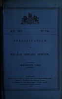 view Specification of William Edward Newton : artificial legs.