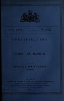 view Specification of James Lee Hannah : surgical instruments.