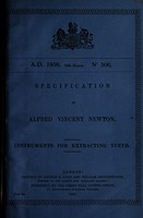 view Specification of Alfred Vincent Newton : instruments for extracting teeth.