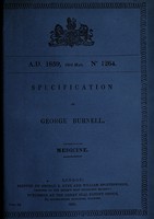 view Specification of George Burnell : medicine.