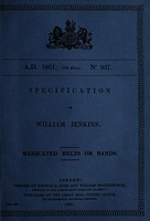 view Specification of William Jenkins : medicated belts or bands.