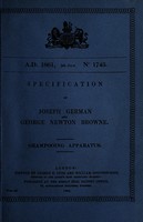 view Specification of Joseph German : shampooing apparatus.