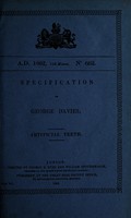 view Specification of George Davies : artificial teeth.