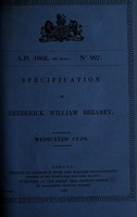 view Specification of Frederick William Brearey : medicated cups.