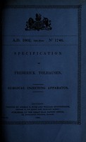 view Specification of Frederick Tolhausen : surgical injecting apparatus.