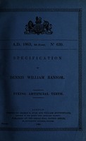 view Specification of Dennis William Ransom : fixing artificial teeth.